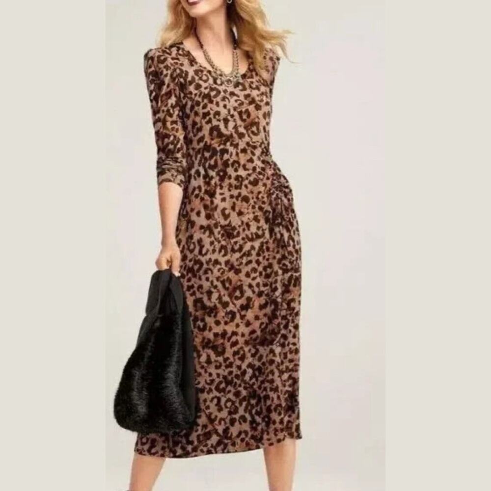 CAbi Leopard Print Midi Dress